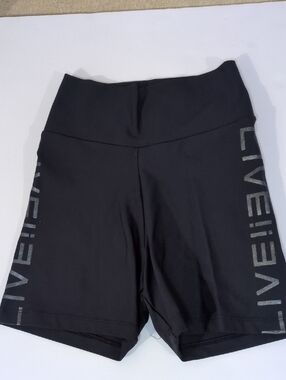 LIVE! Black Compression Shorts Athleisure Sporty Gym Training Casual Y2K Pocket